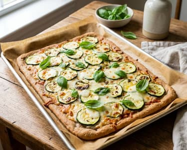 Spelt Sheet Pizza with Zucchini and Mozzarella