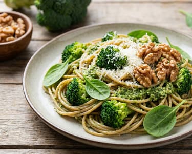 Vollkornpasta mit Brokkoli-Pesto und Walnüssen