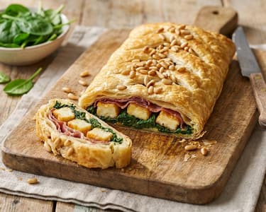 Savory Puff Pastry Strudel with Spinach and Halloumi