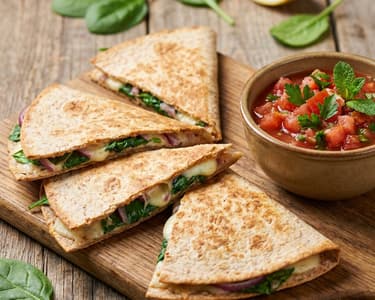 Ofen-Quesadilla mit Spinat und Mozzarella