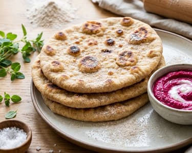 Fluffiges Dinkel-Fladenbrot | Schnelle Beilage zu Dips