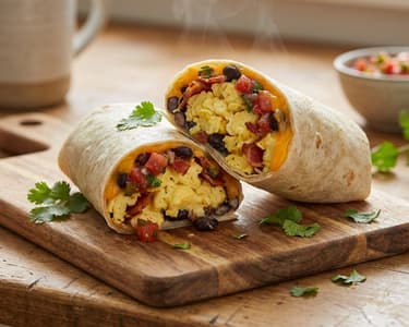 Hearty Breakfast Burrito with Bacon & Cheddar