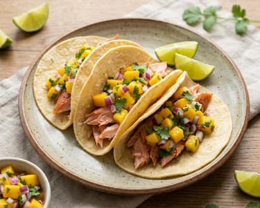Tacos mit Mangosalsa und Lachsforelle