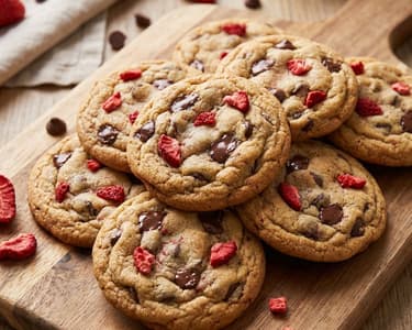 Klassische Schokoladen-Cookies mit Erdbeeren