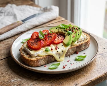 Toast mit Camembert und Erdbeeren