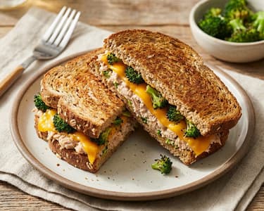 Überbackenes Thunfisch-Sandwich mit Brokkoli