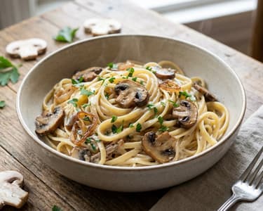 Cremige Pasta mit Champignons