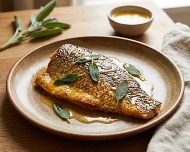 Gebratener Karpfen mit Butter und Salbei