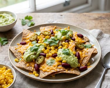 Baked Nacho Platter with Avocado Dip