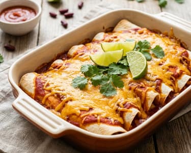 Mexikanische Enchiladas mit Rindfleisch und Bohnen