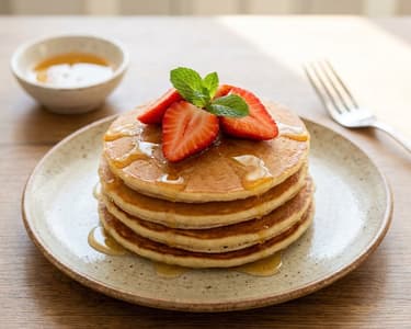 Bananen-Pancakes mit Erdbeeren und Minze