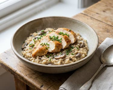 Creamy Mushroom Risotto with Chicken Breast