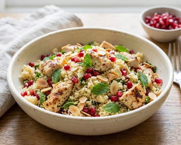 Hähnchen-Couscous-Salat mit Granatapfel Kerne