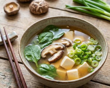 Miso Suppe mit Shiitake-Pilzen und Tofu