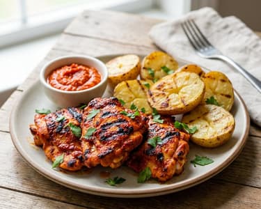 Gegrilltes Hähnchen in roter Marinade