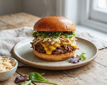 Pulled Beef Burger mit Coleslaw
