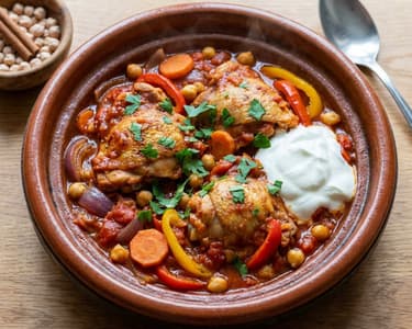Marokkanische Hähnchen-Tajine mit Kichererbsen