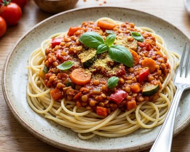 Vegane Spaghetti Bolognese mit Linsen