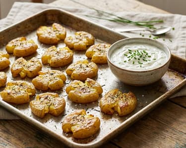 Quetschkartoffeln mit Kräuter-Dip