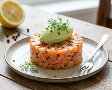 Lachstatar mit Avocado­creme