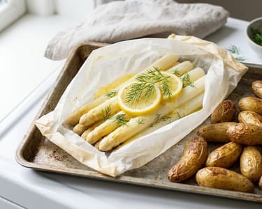 Weißer Spargel en papillote | Aromatisches Frühlingsrezept