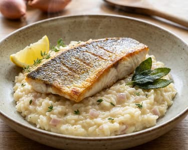 Wolfsbarschfilet mit Zitronenrisotto