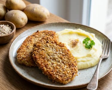 Kohlrabischnitzel mit Kartoffelpüree