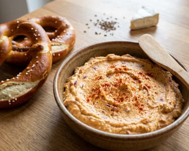 Veganer Obazda mit frischen Brezen 