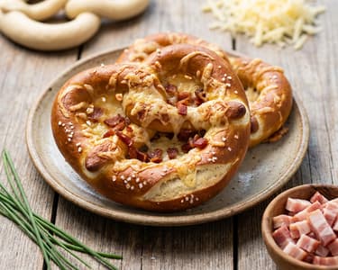 Warme überbackene Käse-Brezen mit Juliette