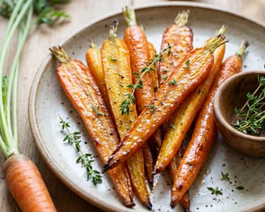 Ofengebackene Urkarotten mit Honig und Thymian
