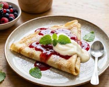 Crêpes mit Beeren- und Vanillesoße