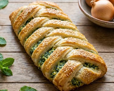 Spinat-Blätterteig-Zopf
