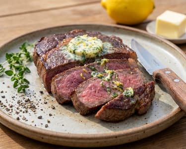 Wagyu Steak mit Frühlingskräuterbutter