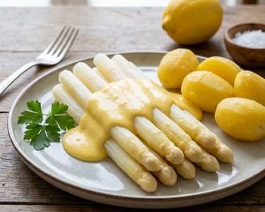 Regionaler weißer Spargel mit Hollandaise & Kartoffeln