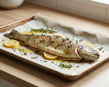 In Butter gebackene Forelle mit Kräutern