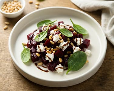 Rote-Bete-Salat mit Ziegenkäse & Pinienkernen