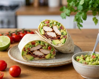 Chicken Burrito with Guacamole and Bacon