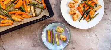 Fischstäbchen mit Ofengemüse