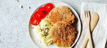 Kohlrabischnitzel mit Kartoffelpüree