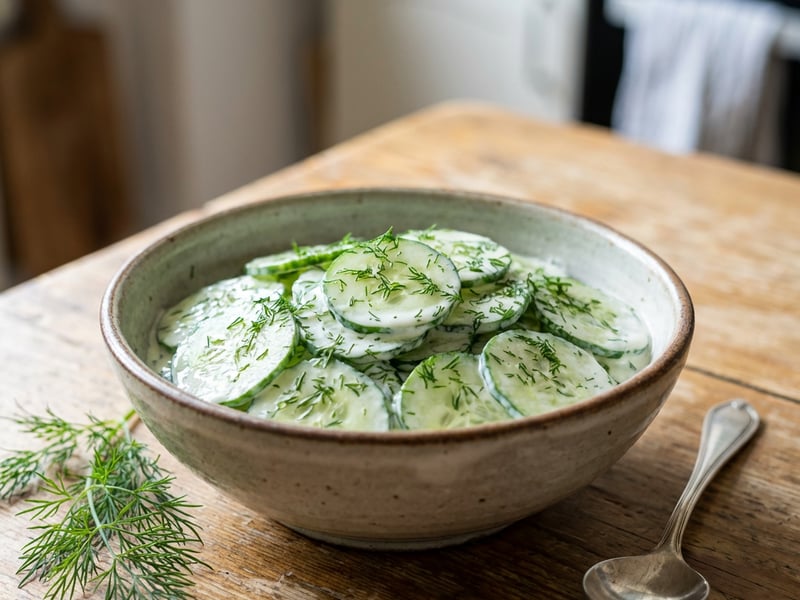 Gurkensalat mit Dill und Schmand