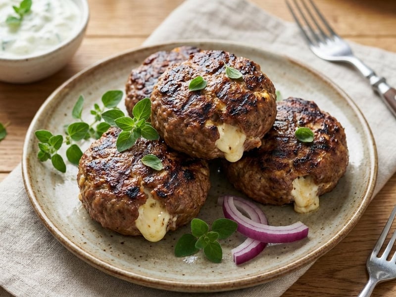 Griechische Bifteki mit Feta-Füllung