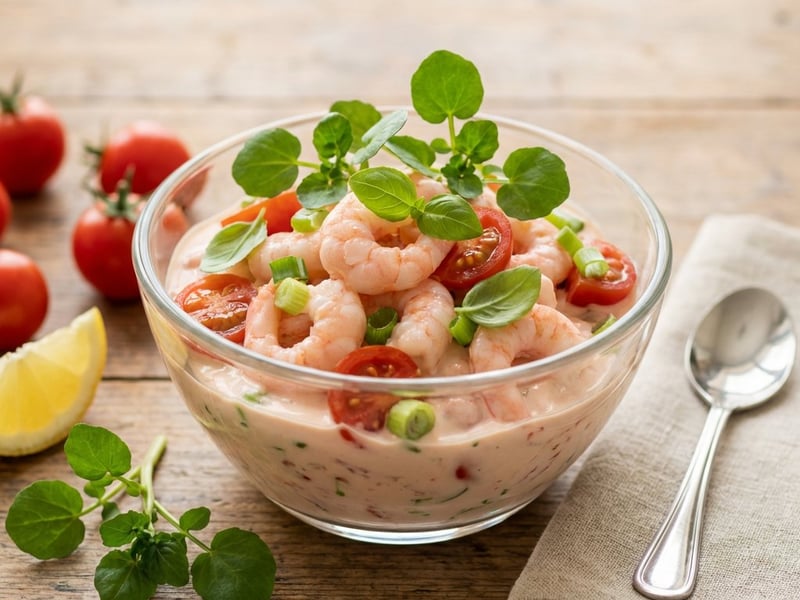 Garnelen-Cocktail mit Tomaten und Kresse