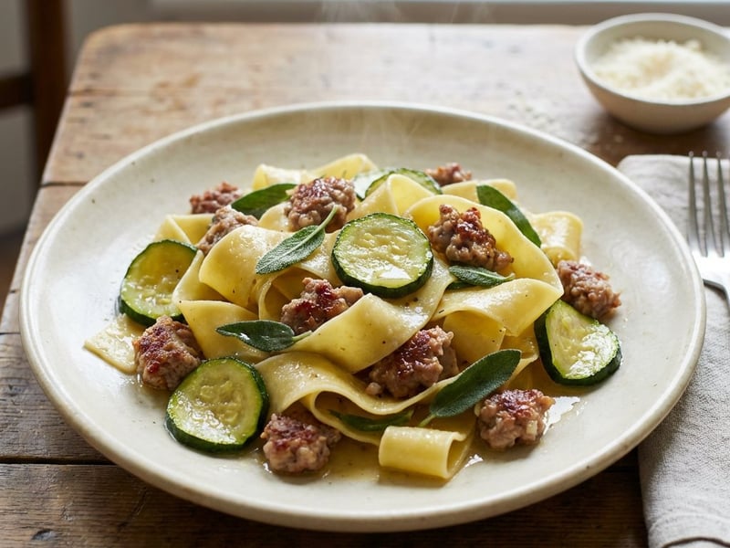 Pappardelle mit Salsiccia, Zucchini und Salbei | Schnelle Pasta