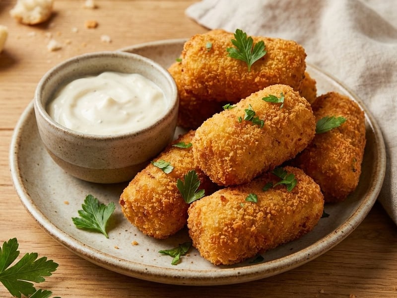 Hähnchenkroketten mit Aioli-Sauce