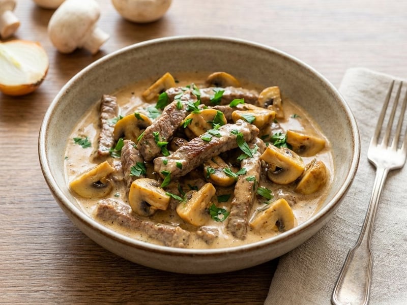 Boeuf Stroganoff | Cremiger Klassiker mit Rind & Pilzen