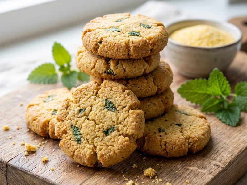 Zitronenmelisse-Kekse mit Polenta