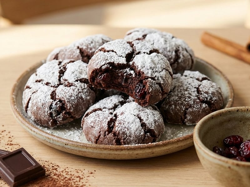 Schokoladen-Crinkles mit Cranberries