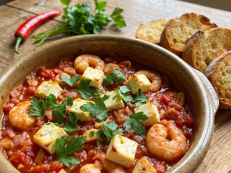 Garnelen mit Tomaten und Feta