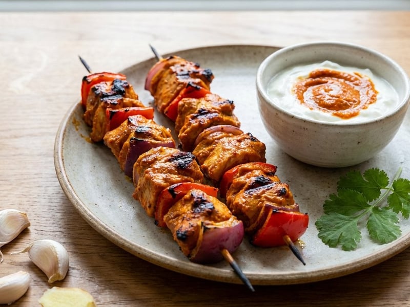 Hähnchen-Tikka-Masala-Spieße