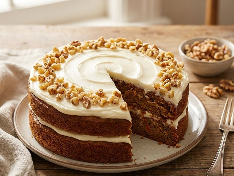 Einfacher Karottenkuchen mit Walnüssen